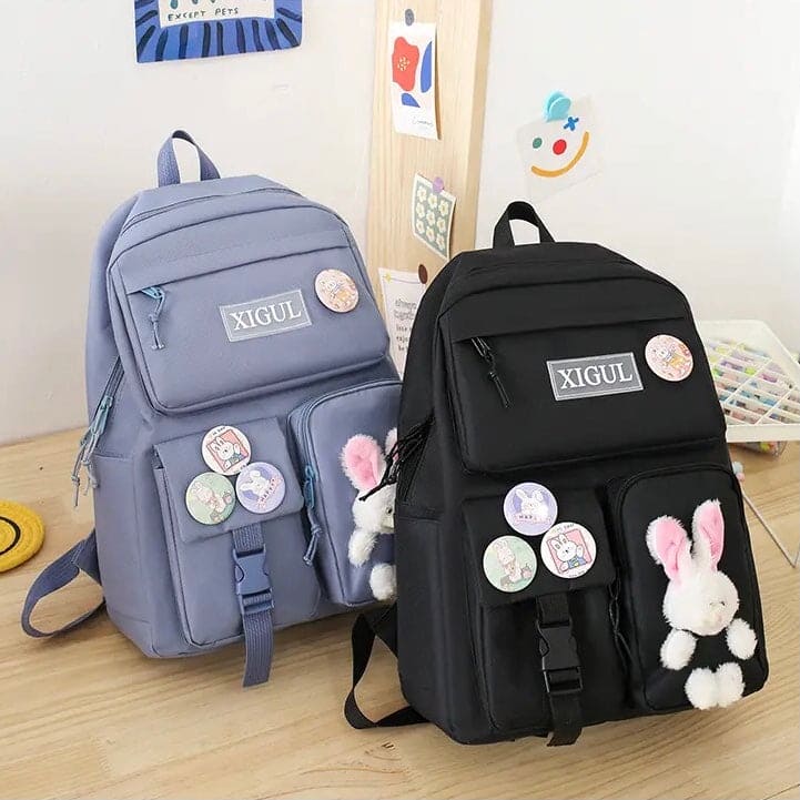 Set Of 4 Bunny Bag, Multifunctional School Bag For Girls, Large Capacity Outdoor Travel Backpack, Waterproof Outdoor Travel Bag, Canvas Laptop School Bag Sets for Kids with Tote Pencil Case, Lunch Box Bag, Back To School Supplies Canvas Bag Set Of 4 Bunny Bag, Multifunctional School Bag For Girls, Large Capacity Outdoor Travel Backpack, Waterproof Outdoor Travel Bag, Canvas Laptop School Bag Sets for Kids with Tote Pencil Case, Lunch Box Bag, Back To School Supplies Canvas Bag
